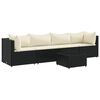 vidaXL 5-delige Loungeset met kussens poly rattan zwart