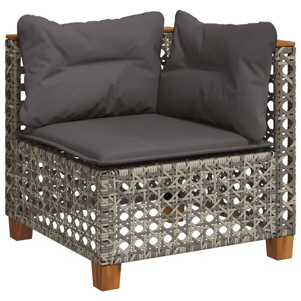 vidaXL 10-delige Loungeset met kussens poly rattan grijs