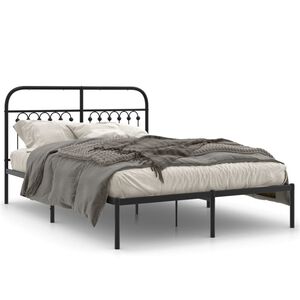 vidaXL Bedframe met hoofdbord metaal zwart 135x190 cm
