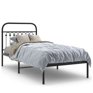 vidaXL Bedframe met hoofdbord metaal zwart 90x190 cm