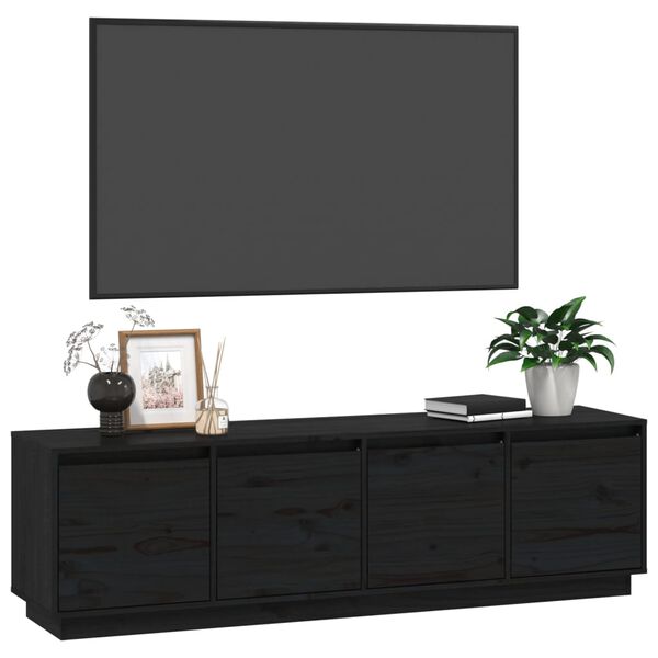 vidaXL Tv-meubel 156x37x45 cm massief grenenhout zwart