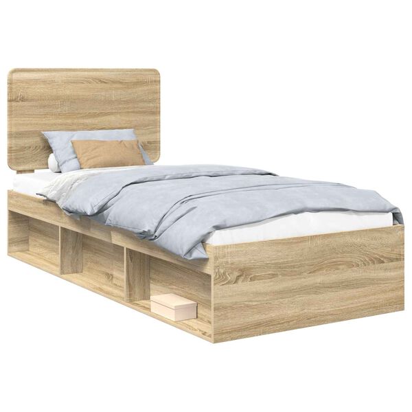 vidaXL Bedframe Sonoma Eiken 75 x 190 cm Massief grenenhout