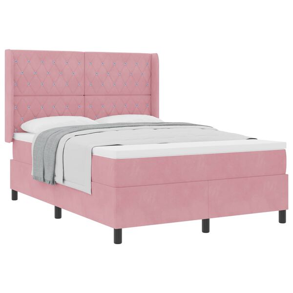 vidaXL Boxspringbed met matras Roze 140 x 200 cm Fluweel