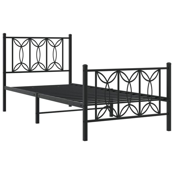 vidaXL Bedframe met hoofd- en voeteneinde metaal zwart 80x200 cm