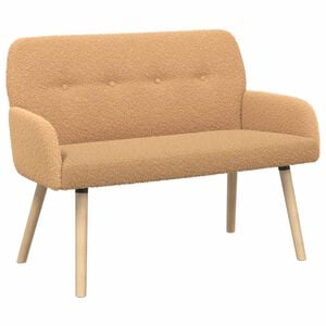 vidaXL 2-zitsbank met massief houten poten Beige Boucl&eacute;