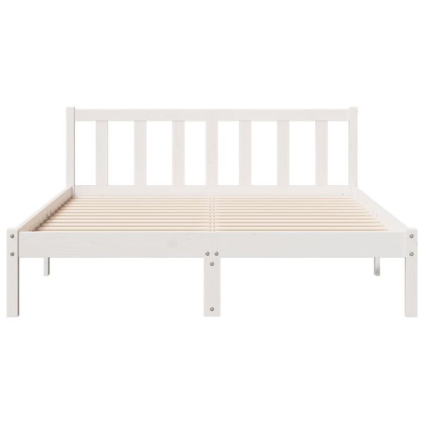 vidaXL Bedframe extra lang zonder matras grenenhout wit 140x220 cm