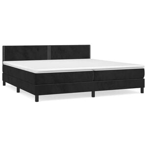 vidaXL Boxspring met matras fluweel zwart 200x200 cm