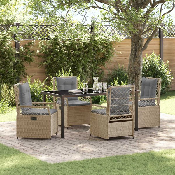 vidaXL Tuin eettafelset 5 pcs Beige en Licht Grijs poly rattan