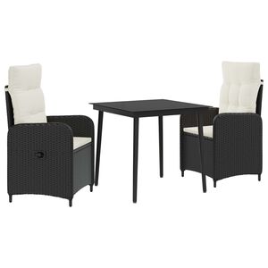 vidaXL Bank tafel set 3 st Zwart en Cream Wit