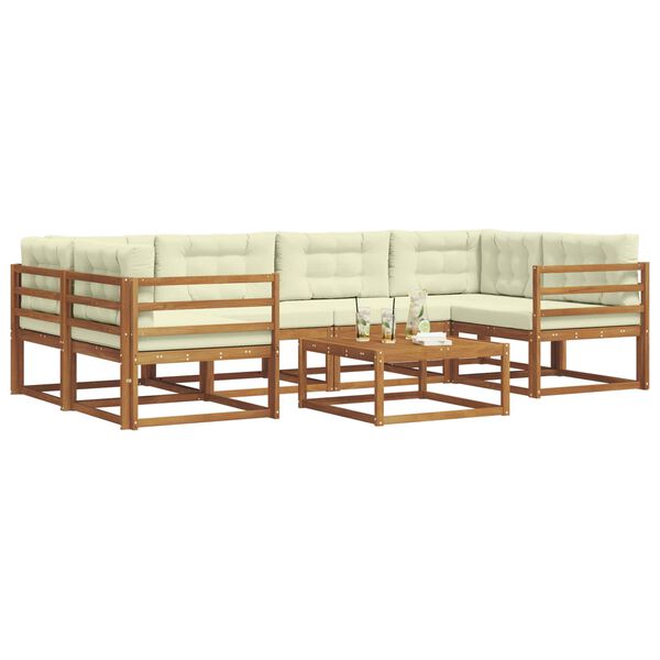 vidaXL Buiten bankenset met kussen 7 pcs Natuurlijk en Cr&egrave;me