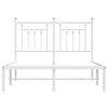vidaXL Bedframe met hoofdbord metaal wit 135x190 cm