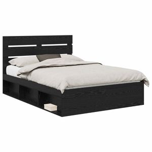 vidaXL Bedframe met hoofdeinde Zwart 140 x 200 cm Massief grenenhout