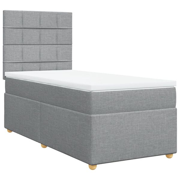 vidaXL Boxspring met matras stof lichtgrijs 80x200 cm