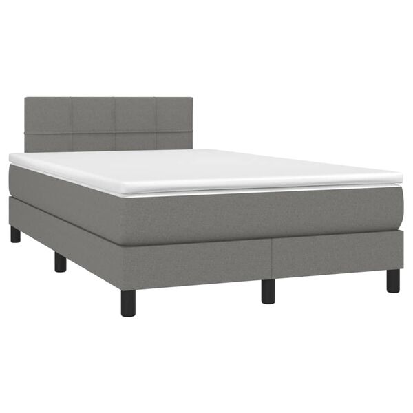 vidaXL Boxspring met matras en LED stof donkergrijs 120x200 cm