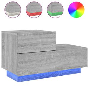 vidaXL Nachtkastje met LED-verlichting 70x36x40,5 cm grijs sonoma