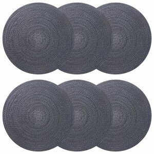 vidaXL Jute placematten 6 st Donkergrijs 100% Tossa Jute