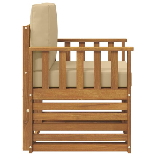 vidaXL Buiten bankenset Massief Acaciahout en Polyester Naturel