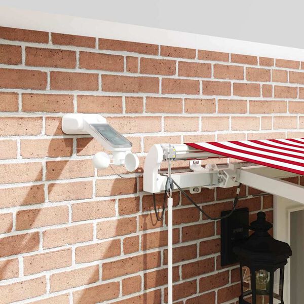 vidaXL Inklapbaar Zonnescherm Rood en Wit 500 &times; 350 cm