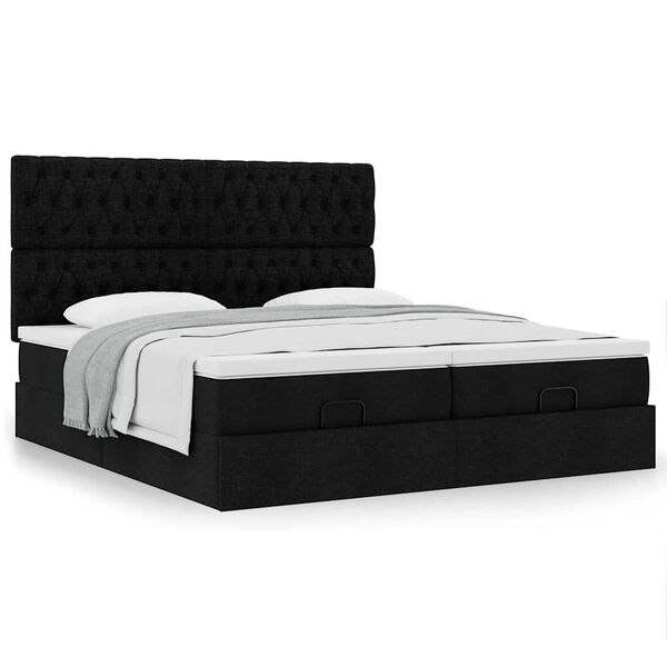 vidaXL Ottoman bed met matrassen 160x200cm stof zwart