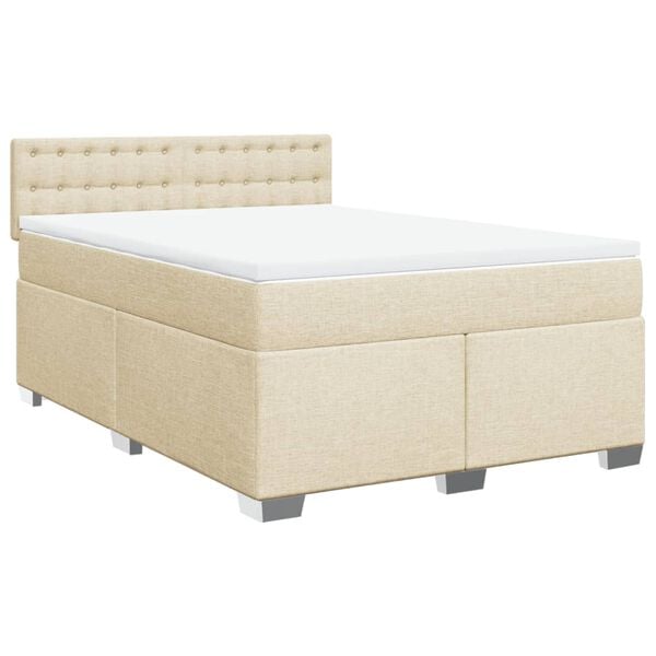 vidaXL Boxspring met matras stof cr&egrave;mekleurig 160x200 cm