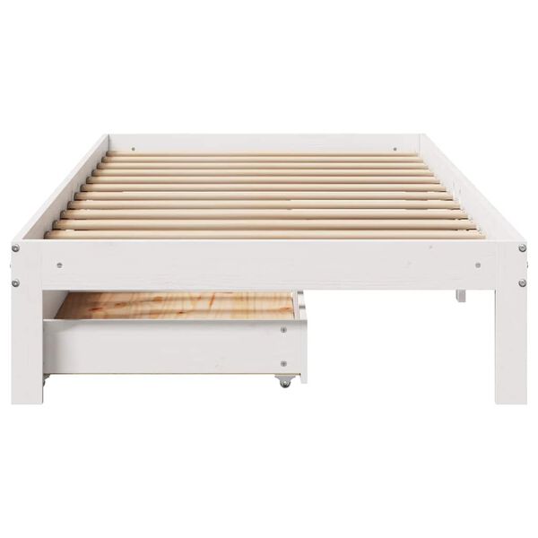 vidaXL Bedframe met lades massief grenenhout wit 75x190 cm