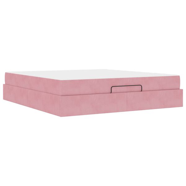 vidaXL Bedframe met matras met matras 2 pcs Roze Fluweel