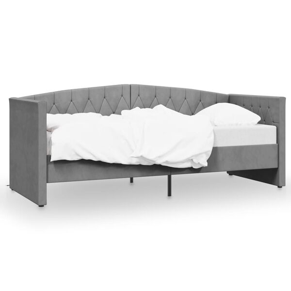 vidaXL Slaapbank met USB fluweel lichtgrijs 90x200 cm