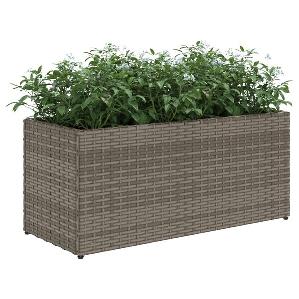 vidaXL Plantenbakken met 2 potten 2 st 72x30x32 cm poly rattan grijs