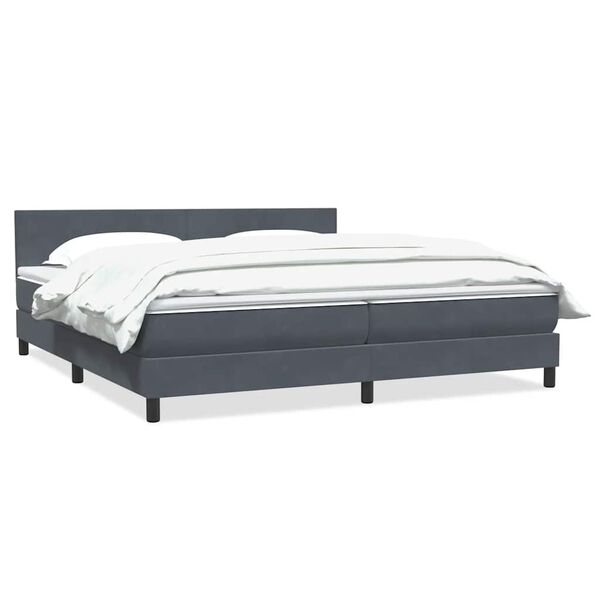 vidaXL Boxspring met matras fluweel donkergrijs 180x210 cm