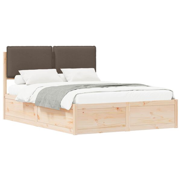 vidaXL Bedframe met Gevoerd Hoofdgedeelte Taupe 135 x 190 cm