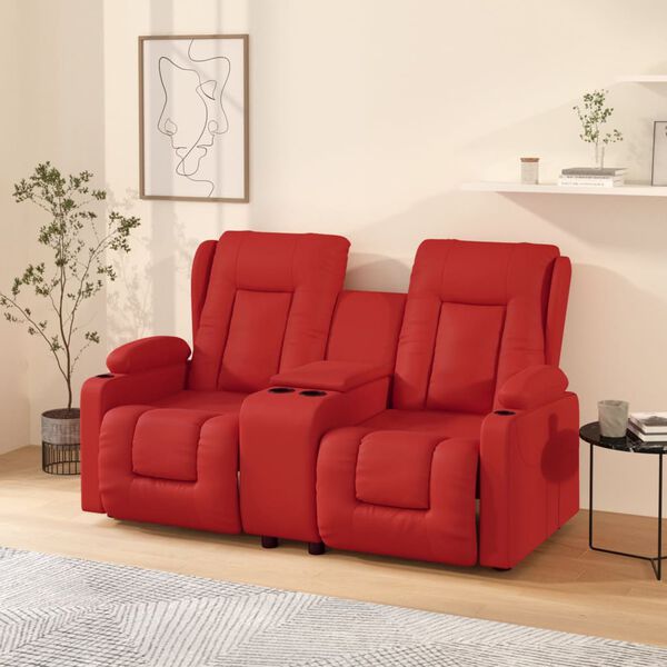 vidaXL Massagestoel 2-zits verstelbaar bekerhouders kunststof wijnrood