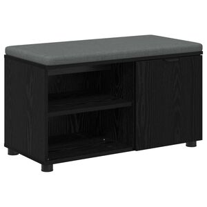 vidaXL Halbank met kussen met plank Zwarte Eik 80 x 38 x 46 cm