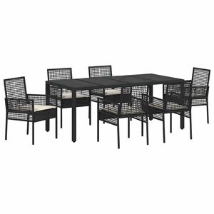 vidaXL Tuin eettafelset 7 st Zwart poly rattan