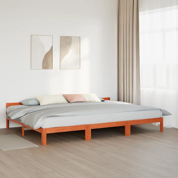 vidaXL Bedframe zonder matras 240x200 cm massief grenenhout wasbruin