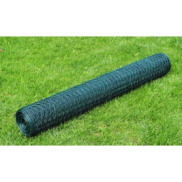 vidaXL Kippengaas 25x1 m met PVC-coating groen