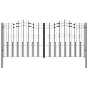 vidaXL Hekpoort met Spear Boven KAMPEN 404 x 175 cm Staal Grijs