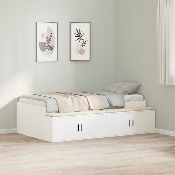vidaXL Bedframe met lade met opslag Wit 90 x 190 cm Bewerkt hout