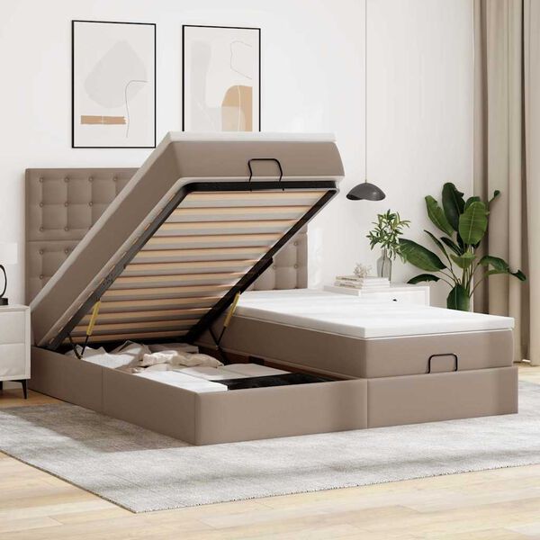 vidaXL Ottoman bed met matrassen 180x200cm kunstleer cappuccinokleurig