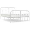 vidaXL Bedframe met hoofd- en voeteneinde metaal wit 135x190 cm