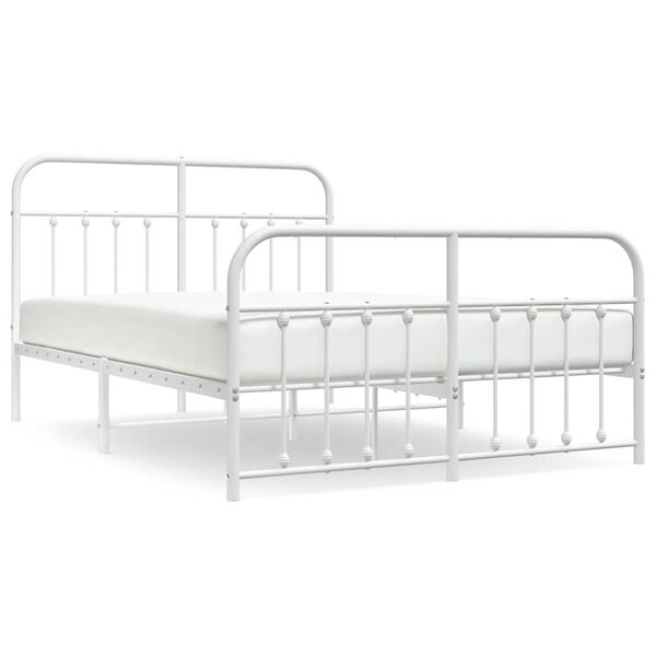 vidaXL Bedframe met hoofd- en voeteneinde metaal wit 135x190 cm
