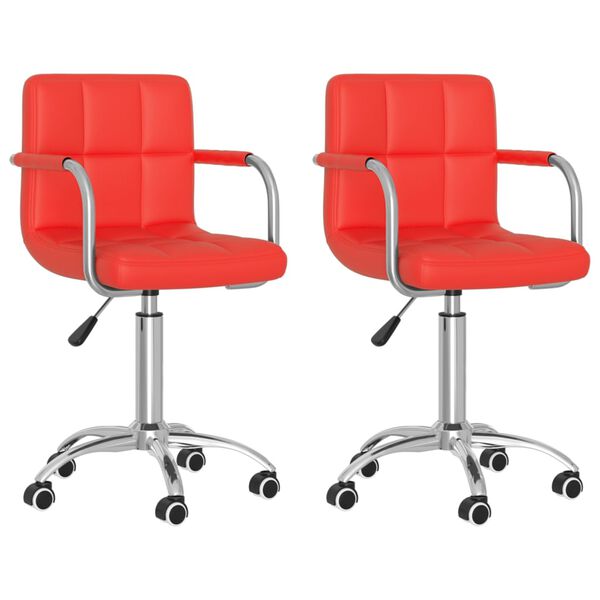 vidaXL Eetkamerstoelen draaibaar 2 st kunstleer rood