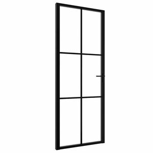 vidaXL Binnendeur 76x201,5 cm ESG-glas en aluminium zwart