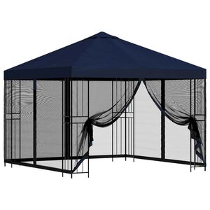 vidaXL Tuin Gazebo met Zijwanden 3 x 3 m Blauw Polyester en staal
