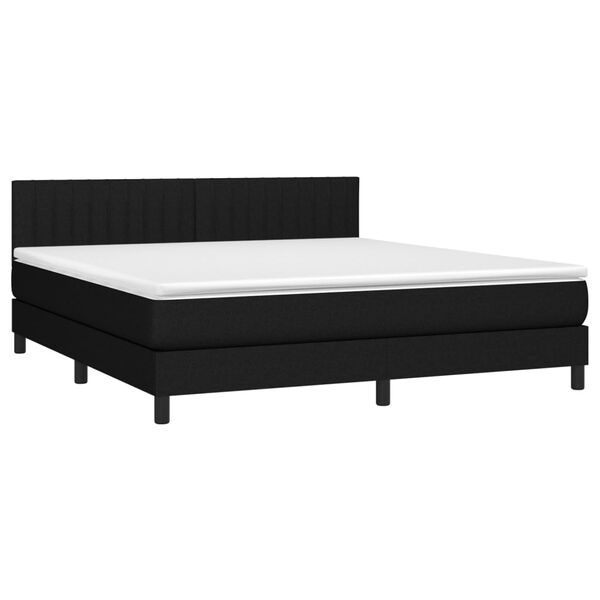 vidaXL Boxspring met matras en LED stof zwart 160x200 cm