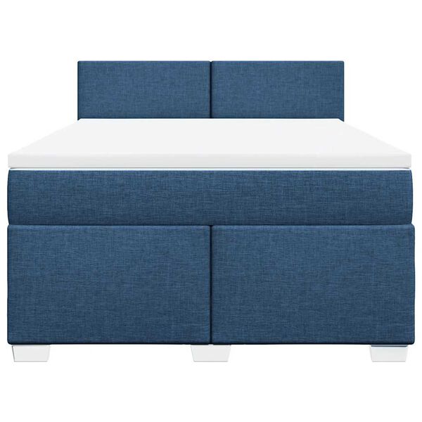 vidaXL Boxspring met matras stof blauw 140x190 cm