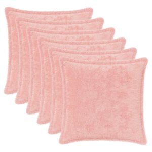 vidaXL Kussensloop 6 st HOUTEN Roze 30 x 30 cm Nep Konijnenbont