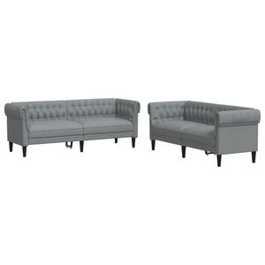 vidaXL 2-delige Loungeset stof lichtgrijs