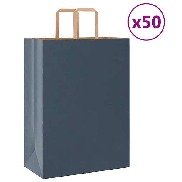 vidaXL Papieren zakken 50 st met hengsels 32x17x44 cm blauw