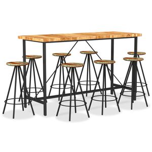 vidaXL 9-delige Barset massief acaciahout en massief gerecycled hout