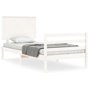 vidaXL Bedframe met hoofdbord massief hout wit 100x200 cm